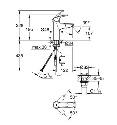 GROHE 23 976 003 EUROSMART Single-lever Sink Faucet M Chrome
