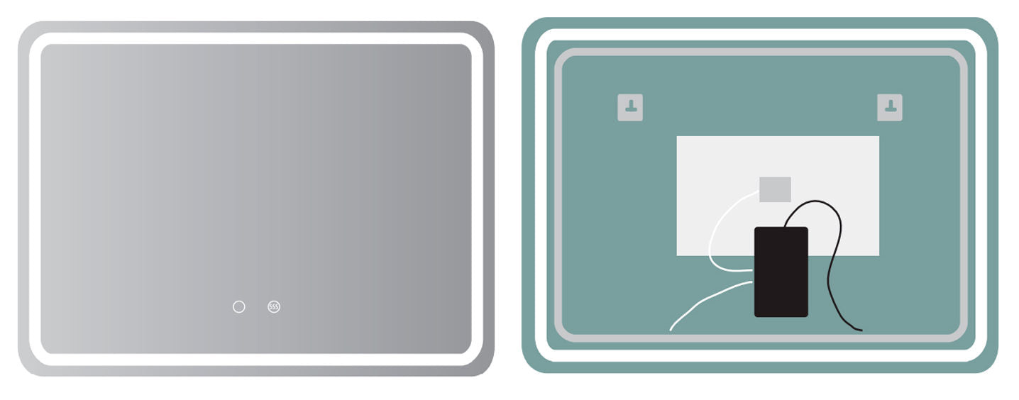 LEDIMEX GREC013/70 GRECIA LED Square Mirror Rounded Edge Front Light Chrome 70x80 cm