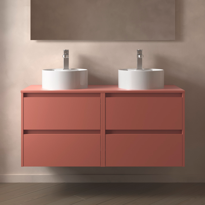 SALGAR 105530 NOJA Mueble de Baño con Tapa Encimera 4 Cajones 140 cm Color Rojo Satinado
