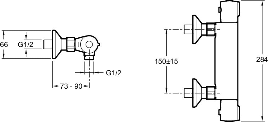 Jacob Delafon E8455-CP JULY Termostática de ducha mural
