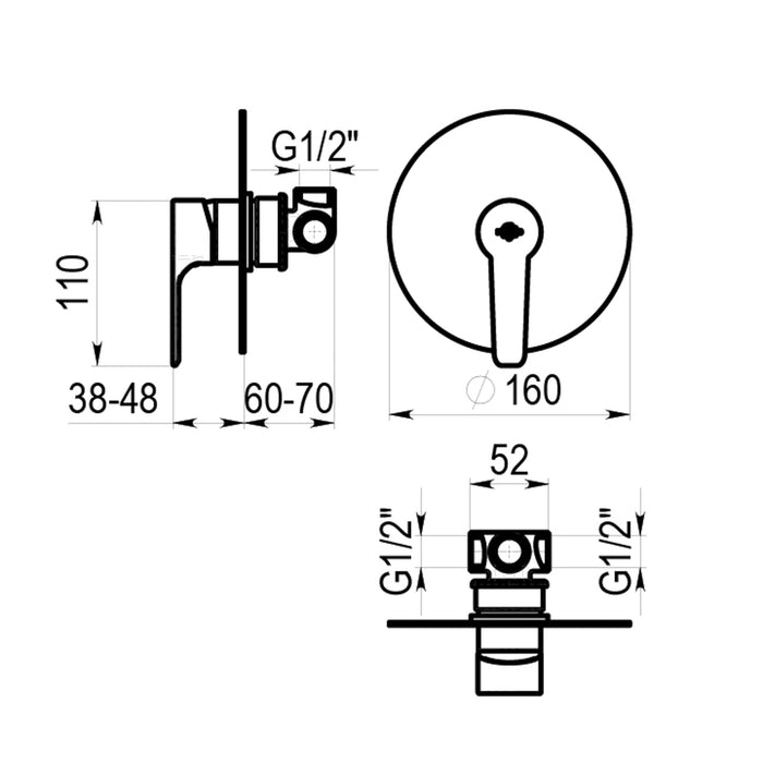 PRESTO 7157300 Ingo Plus mecanismo ducha empotrable 1 vía Cromo