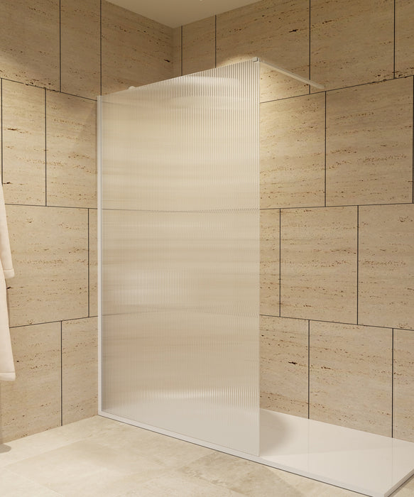 SB_X SCREEN WAVES Mampara Fijo Ducha 8 MM Blanco Mate Vidrio Acanalado