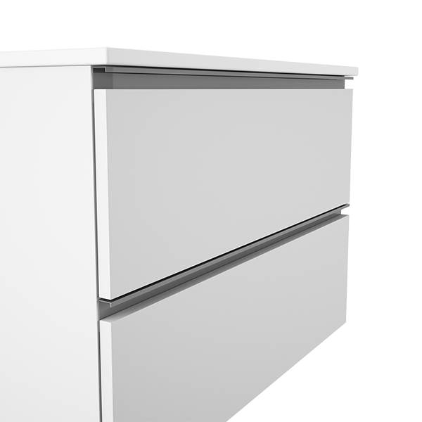 VISOBATH GRANADA Complete Set Wall Hung Bathroom Cabinet 2 Drawers White Ada Matte Color Aluminum Handle