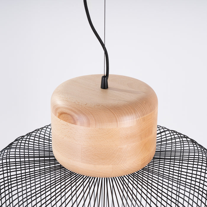 SOLLUX SL.1848 Lámpara colgante GABBIA 55 negro/madera natural