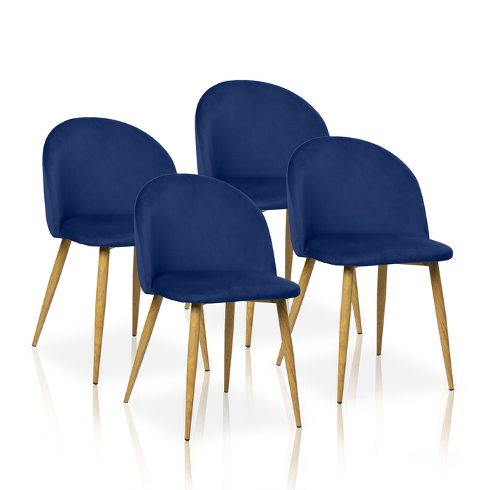 FURNITURE STYLE FS7003INDIVEL MERCEDES Pack 4 Sillas de Comedor Terciopelo Color Azul