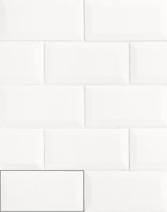 APE 4084094051 METRO Beveled White Glossy 10X20 Red Paste