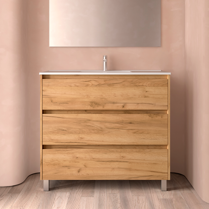 SALGAR NOJA Mueble de Baño con Lavabo 3 Cajones Color Roble África