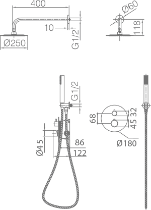 IMEX GTG053 GENOA Thermostatic Built-in Shower Set Chrome