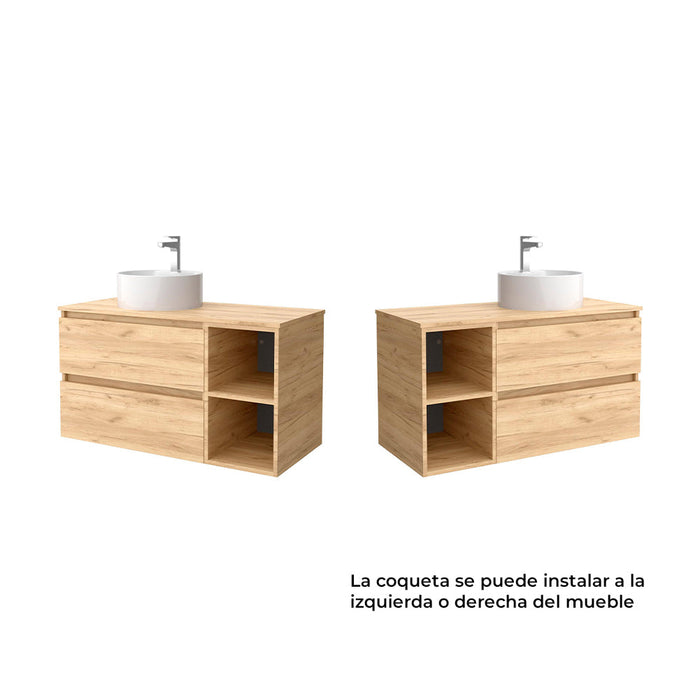 SALGAR BEQUIA Bathroom Furniture with Sink and Countertop 2 Drawers 2 Compartments Roble África