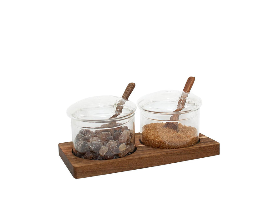 ANDREA HOUSE MS76013 S/2 Tarros Vidrio C/Cuchara Acacia