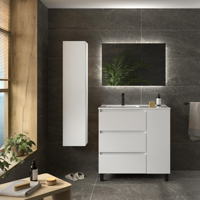 SALGAR 117493 BEQUIA PLUS Mueble de Baño 1 poza Porcelana 110cm Blanco Mate