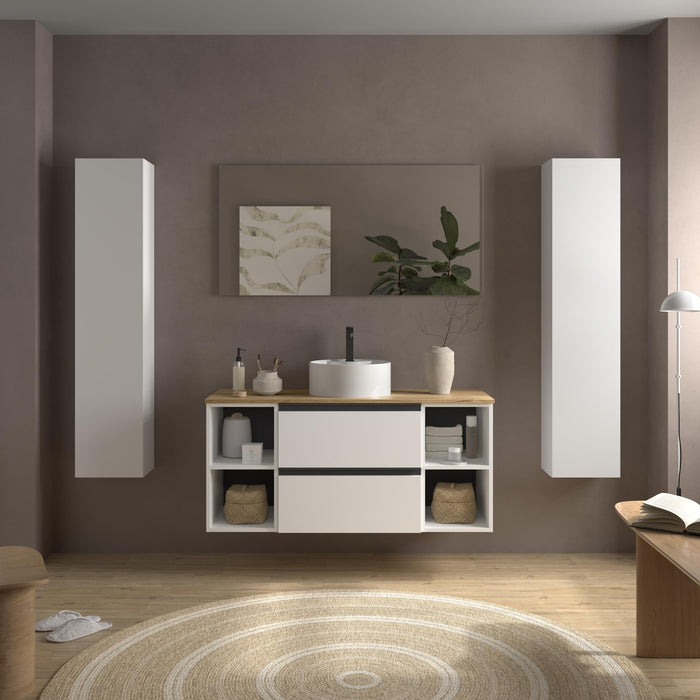 SALGAR 116070 BEQUIA PLUS METAL Mueble de Baño 1 poza Porcelana 120cm Blanco Mate