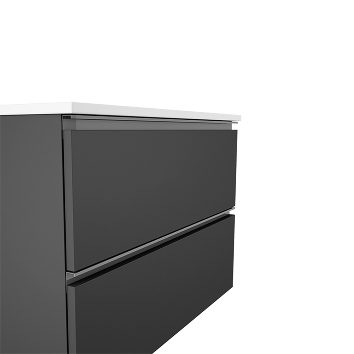 VISOBATH GRANADA Mueble de Baño con Lavabo Suspendido 2 Cajones Color Gris Ceniza Tirador Aluminio