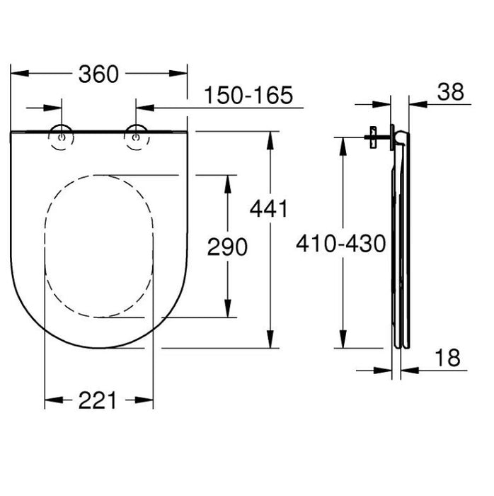 GROHE 39 913 000 BLAU Tapa Asiento WC Caída Amortiguada Blanco