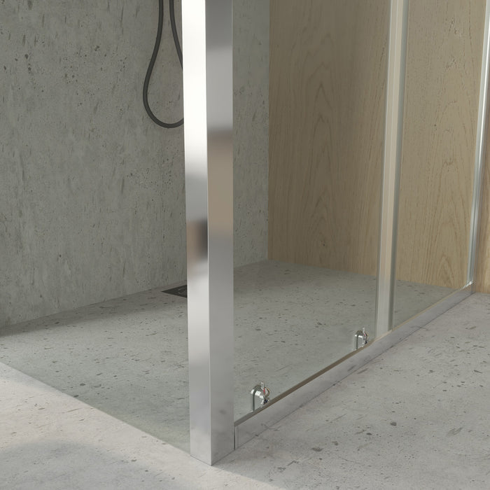 BATHME LONDON-3 Mampara Ducha Lateral Fijo+Frontal Corredera Cromo Transparente