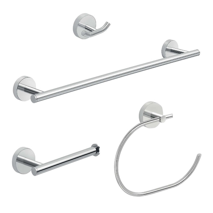 GEDY 23991300002 Set 4 Pieces (45 cm Towel Rack, Toilet Paper Holder, Hook, Ring) Chrome