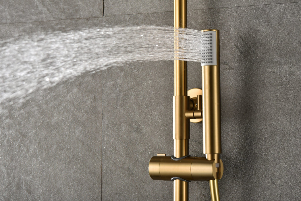 IMEX BTM039/OC MONZA Conjunto Grifo Ducha Telescópico Termostático Oro Cepillado