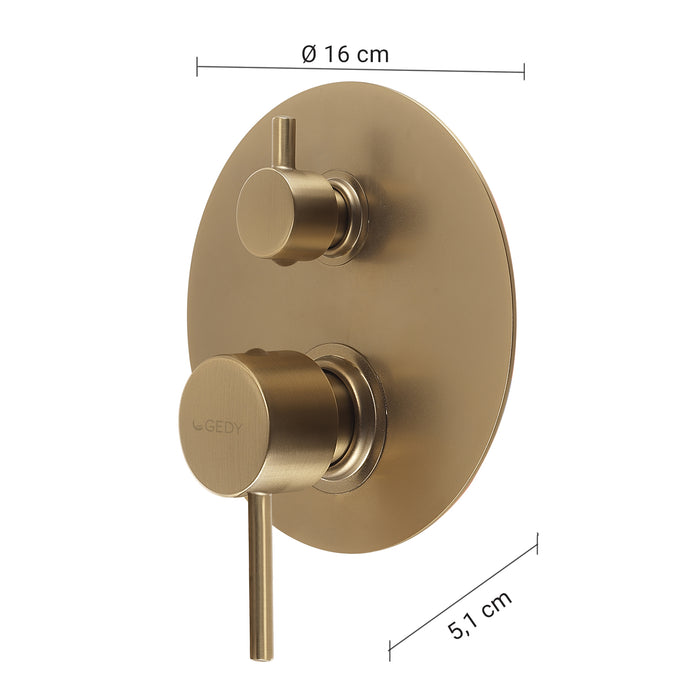 GEDY MXGA0588000 GARDA Grifo empotrado de ducha con desviador oro mate