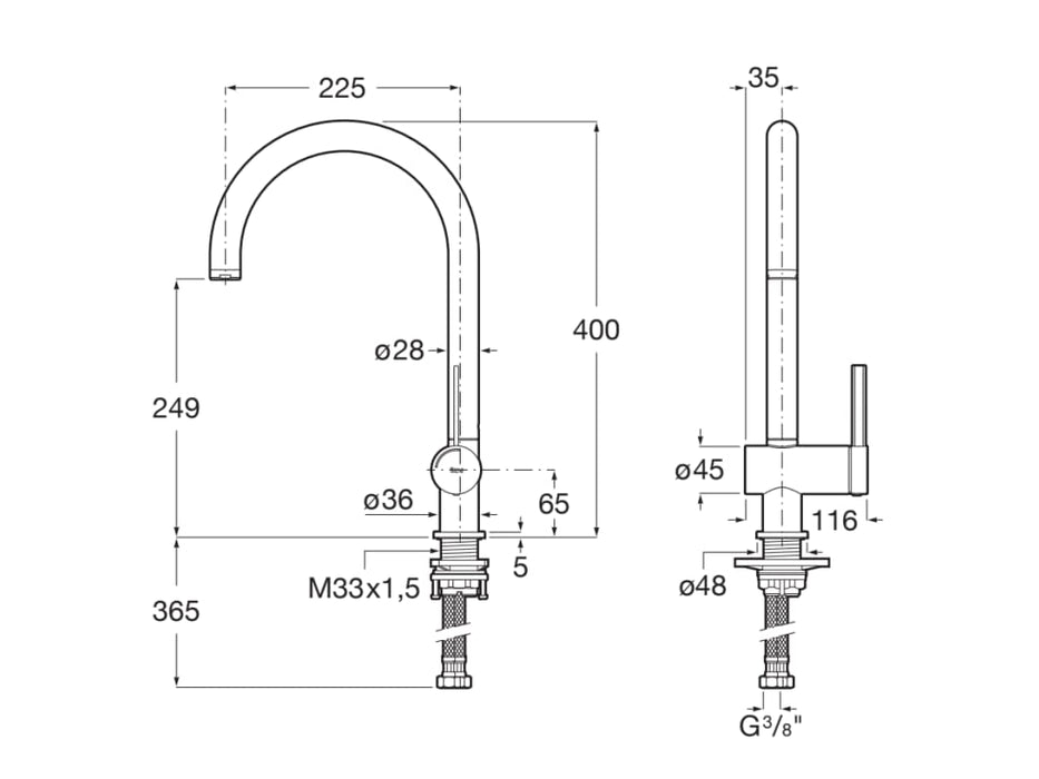 ROCA A5A841FC00 ONA Grifo Monomando Cocina Cromo
