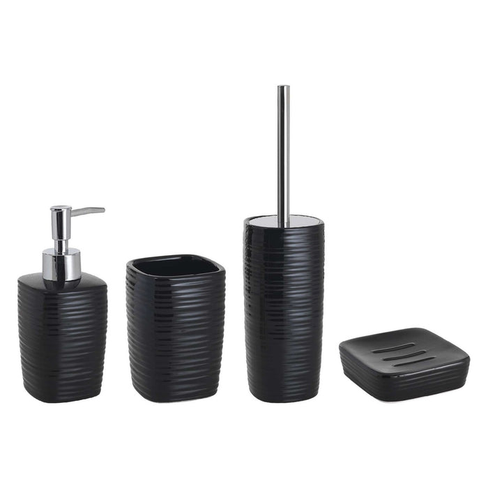GEDY KY991400000 Set 4 Piezas (Dosificador, Portacepillos, Jabonera, Escobillero) Negro
