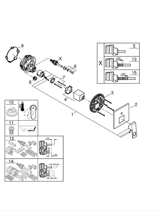 GROHE 25 248 001 ESSENCE Monomando para baño ducha 1/2" Montado a suelo cromo