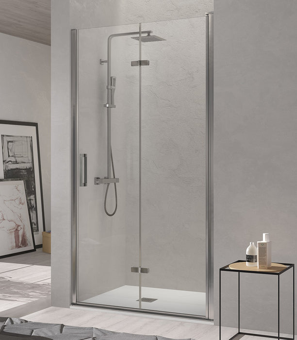 KASSANDRA NARDI NA300 Mampara de Ducha Plegable + Perfil de cierre Plata Brillo Transparente