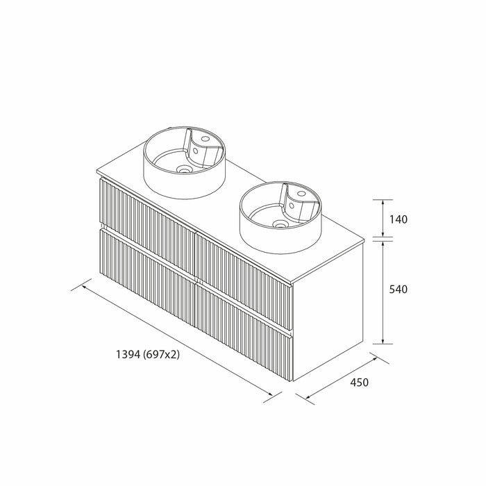 SALGAR 121779 KIRA Mueble+Lavabo LISBOA 140cm Roble