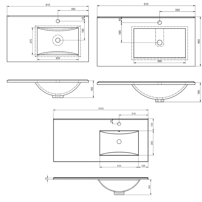 VISOBATH BOX Mueble de Baño con Lavabo Derecha 2 Cajones 1 Puerta Suspendido Abedul