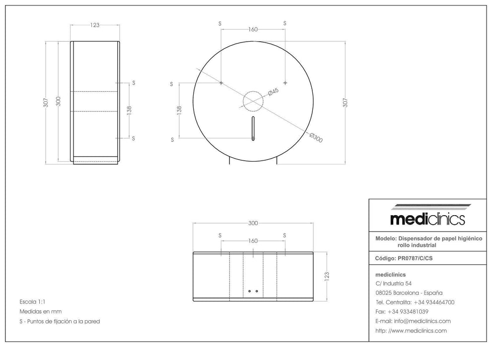 MEDICLINICS PR2787CS Dispensador Papel Higiénico Inox Satinado