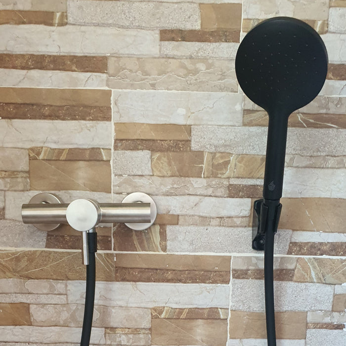 ARCOBAÑ LOPAIRN  Lote Ducha Acero  + Set Negro