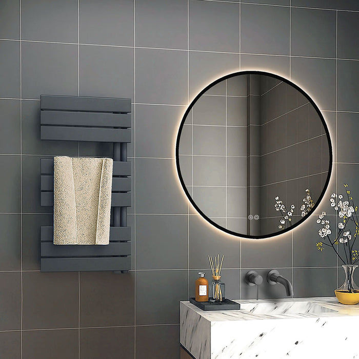 OXEN 409604 Espejo Led  20w Redondo Pefil Negro De 80 Cm 6000k