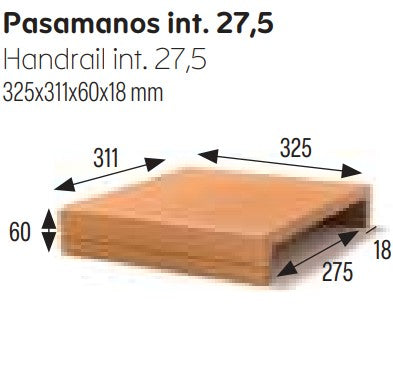 GRES ARAGON 900027 NATURAL Pasamanos Interior 27,5 Cm (Caja 4 Piezas)