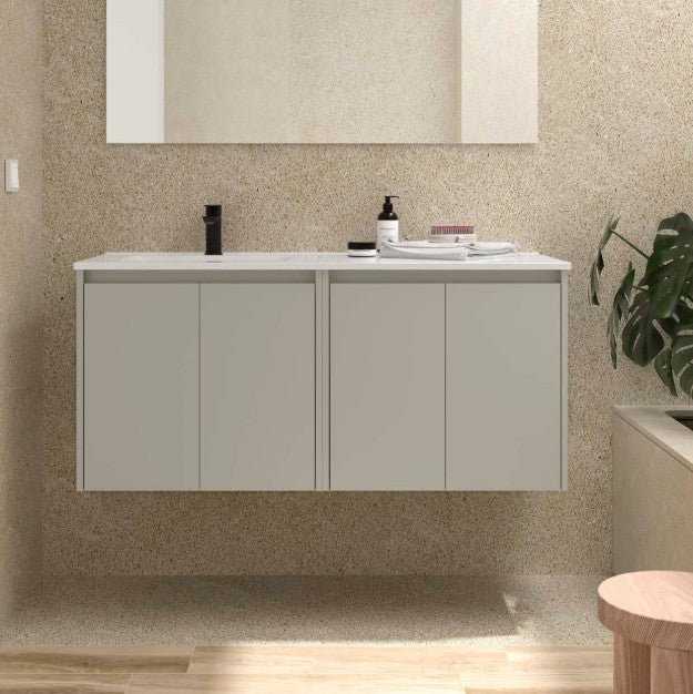SALGAR 118770 NOJA Mueble+Lavabo 4 Puertas 120 cm Color Gris Satinado Con Encimera Derecha