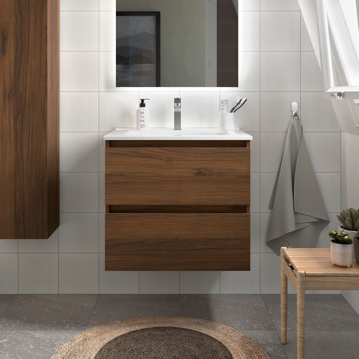 SALGAR BEQUIA Mueble de Baño con Lavabo Color Nogal Maya