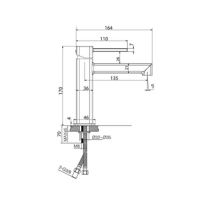 IMEX BDT064-1ORC TOSCANA-AREZZO Monomando Lavabo Oro Rosa Cepillado