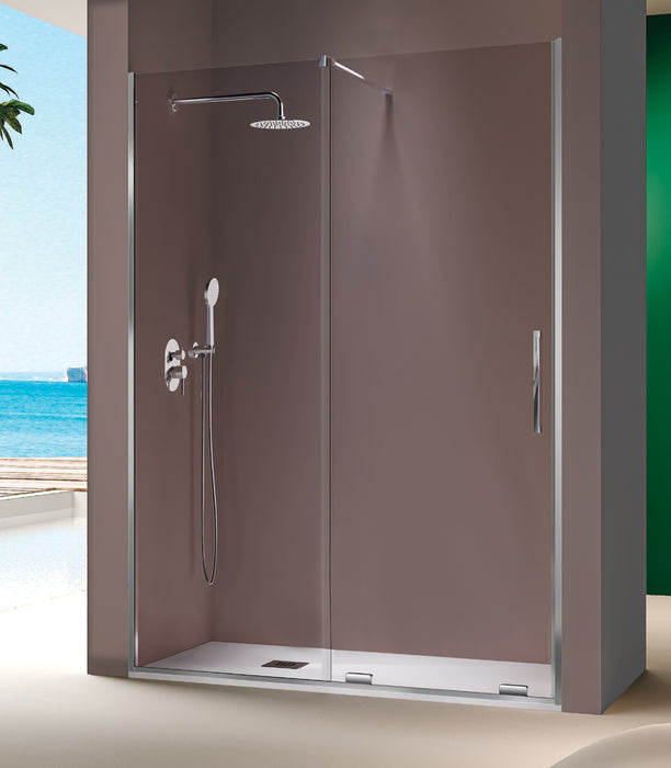 KASSANDRA MOKA Mampara Frontal Ducha Corredera Plata Transparente