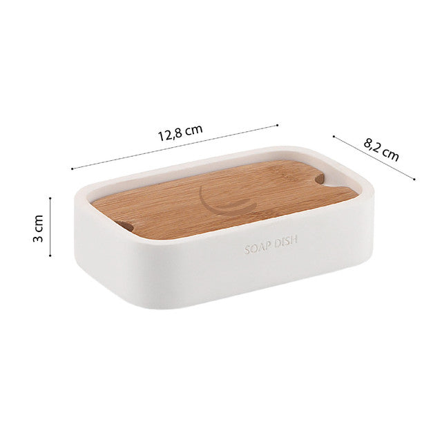 GEDY 13990200000 NINFEA Set 5 Piezas Blanco Mate-Bambú