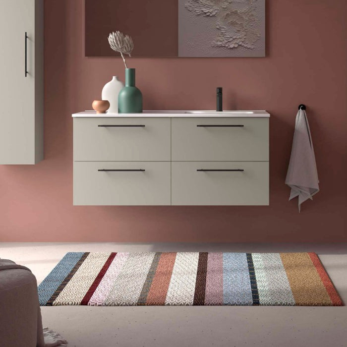 SALGAR 118736 SILANE Mueble+Lavabo 120 Gris Satinado Tirador Negro Con Encimera Izquierda