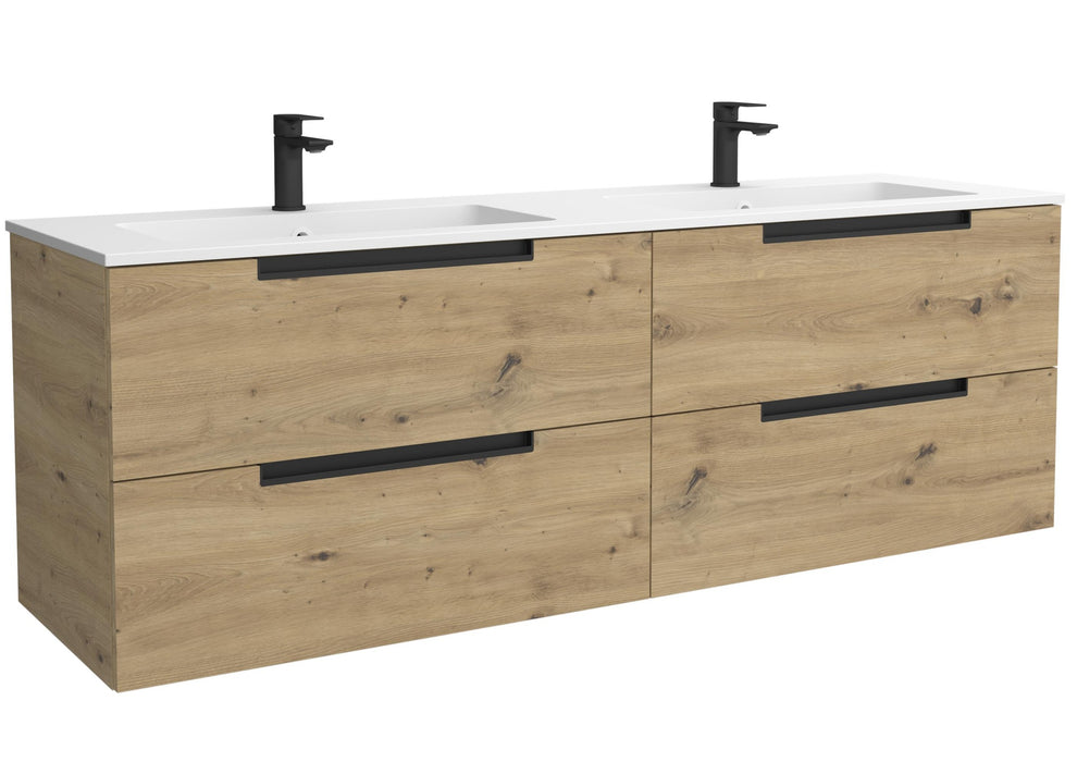 SALGAR 121990 LENI Mueble de Baño 2 pozas Solid Surface 160cm Roble