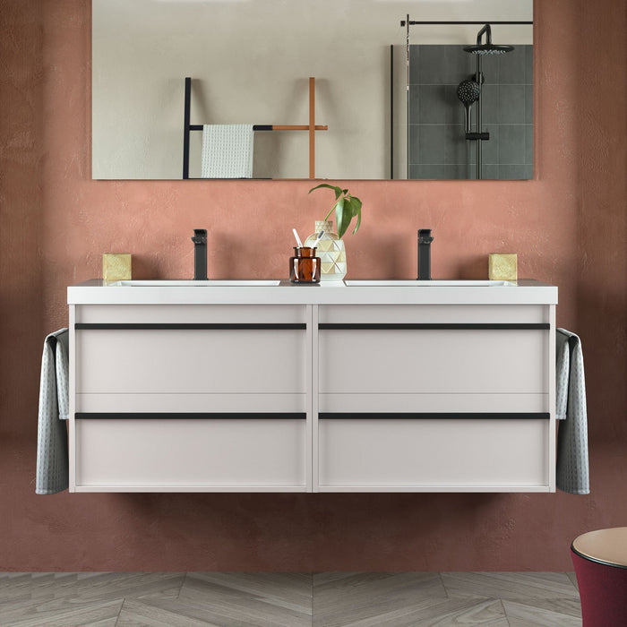 SALGAR 104839 ATTILA Mueble de Baño con Lavabo 4 Cajones 140 cm Color Blanco Mate