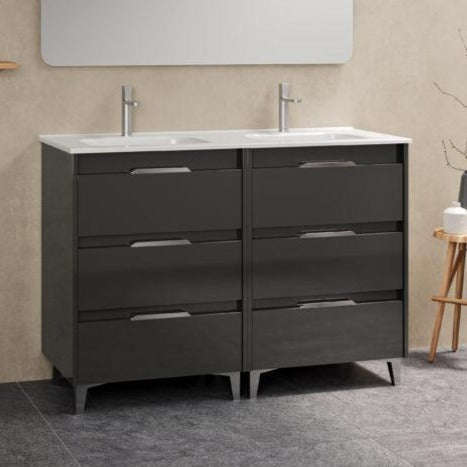 AMIZUVA C0073824 SUKI Mueble de Baño con Lavabo 6 Cajones 120 cm Antracita Brillo