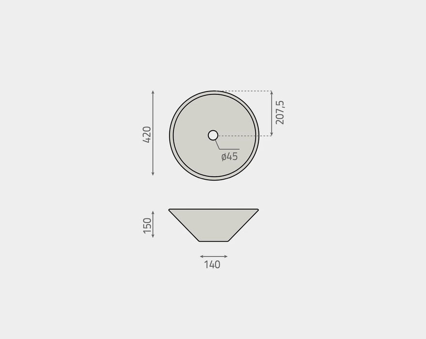 BhD 7012 COMILLAS Circular Sink Above Countertop