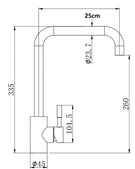 ARCOBAÑ 62PEAI PELÍCANO  Monomando Fregadero Caño 25cm