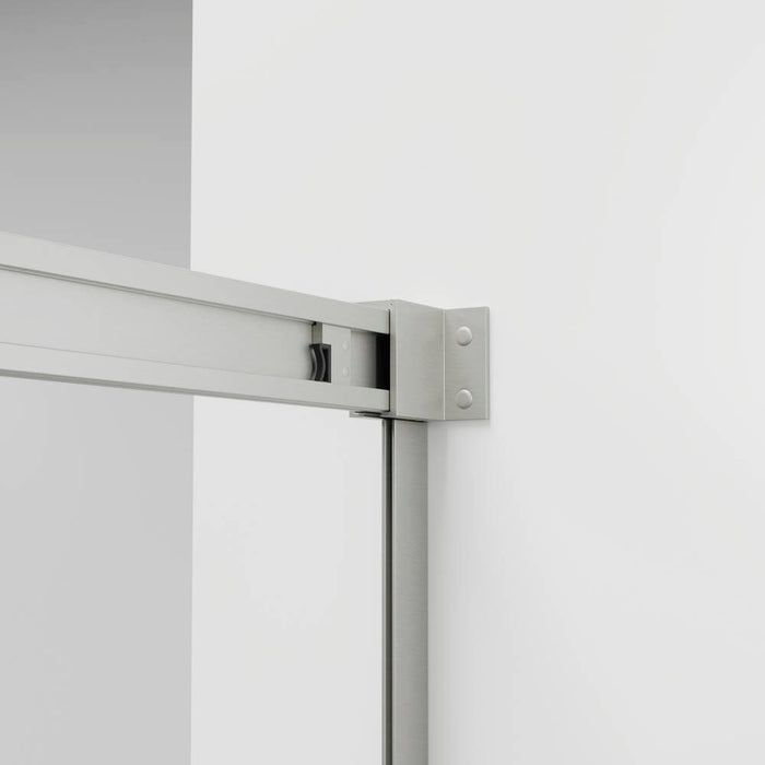 GME BASIC Mampara Frontal Ducha Corredera 1F+1C Nickel Vidrio Decorado