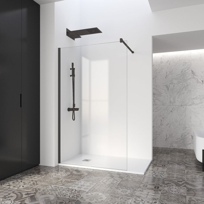 PROFILTEK FADO Mampara Fijo Perfil Negro Vidrio 6 mm Transparente