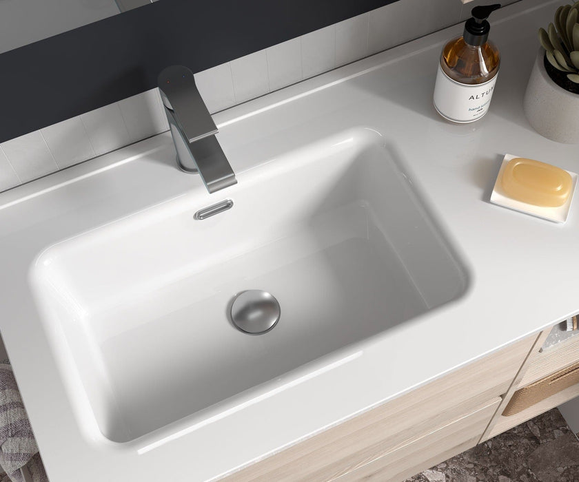 SALGAR BEQUIA Mueble de Baño con Lavabo 2 Cajones 2 Huecos Roble África Izquierda