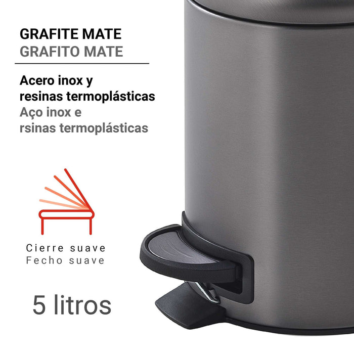 GEDY 33098100000 POTTY Papelera Gun Metal