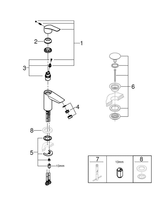 GROHE 29 338 243 EUROSMART Monomando de lavabo mural 1/2" tamaño M negro mate