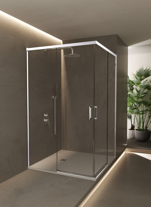 SB_X STYLO Mampara Ducha Rectangular Cromo Transparente