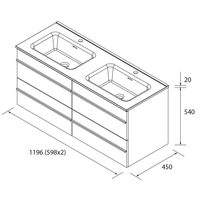 SALGAR 97958 BORN Mueble de Baño con Lavabo 120 cm Color Roble